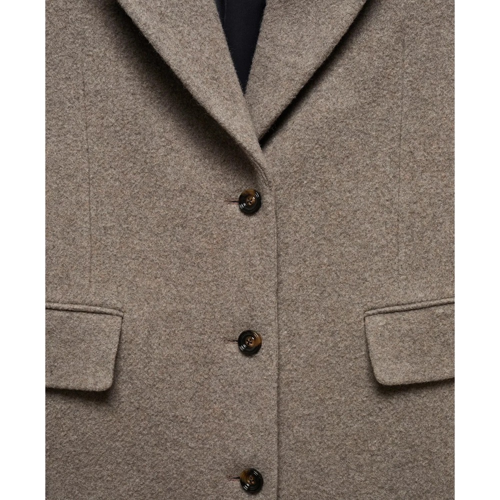 MANGO MNG Women's Wool Overcoat Medium Brown Size XS NEW - Picture 3 of 8
